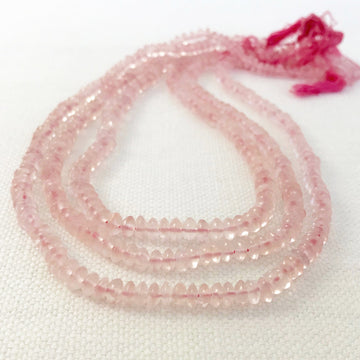 Rose Quartz Faceted Rondelle Bead Strand (ROQ_005)