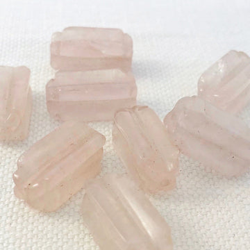 Rose Quartz Carved Tube Bead (ROQ_021)