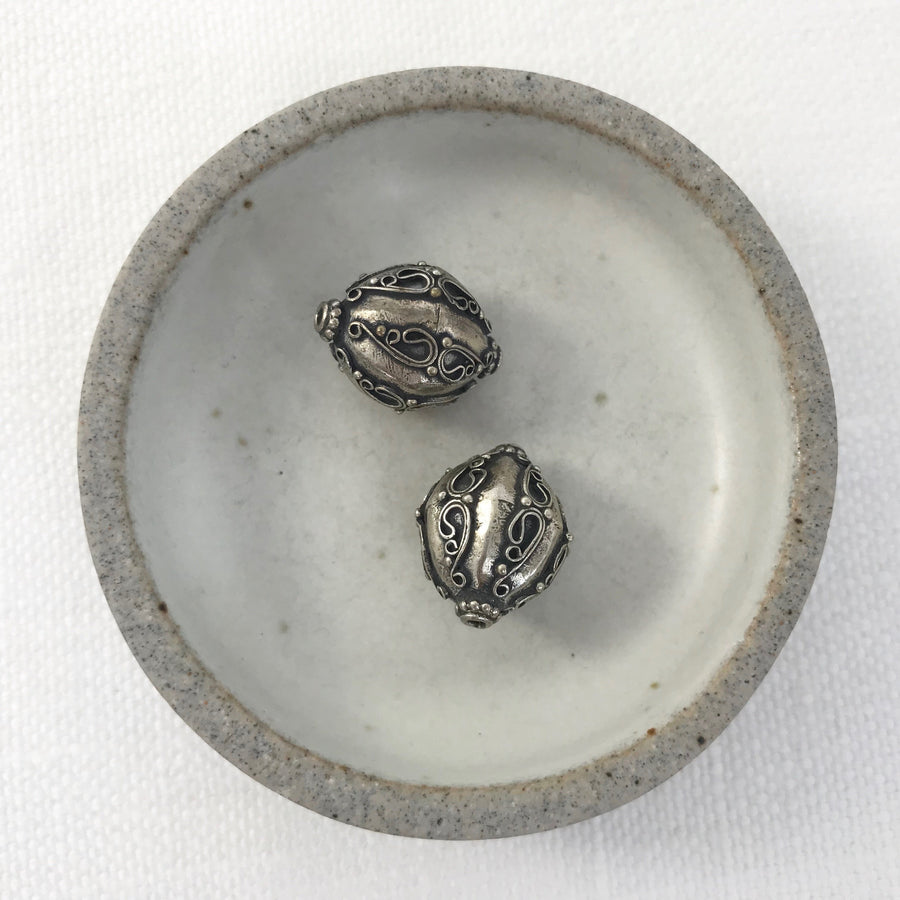 Silver Filigree Oval Bead (SLS_013)