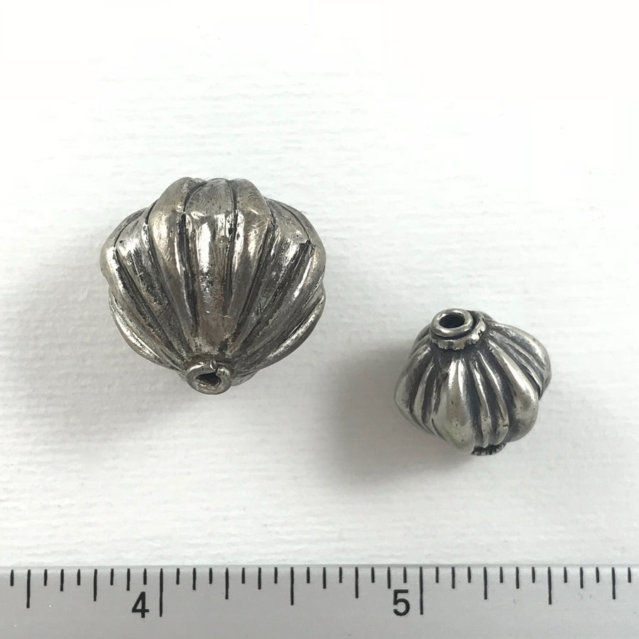 Silver Fluted Bicone Bead (SLS-G028)