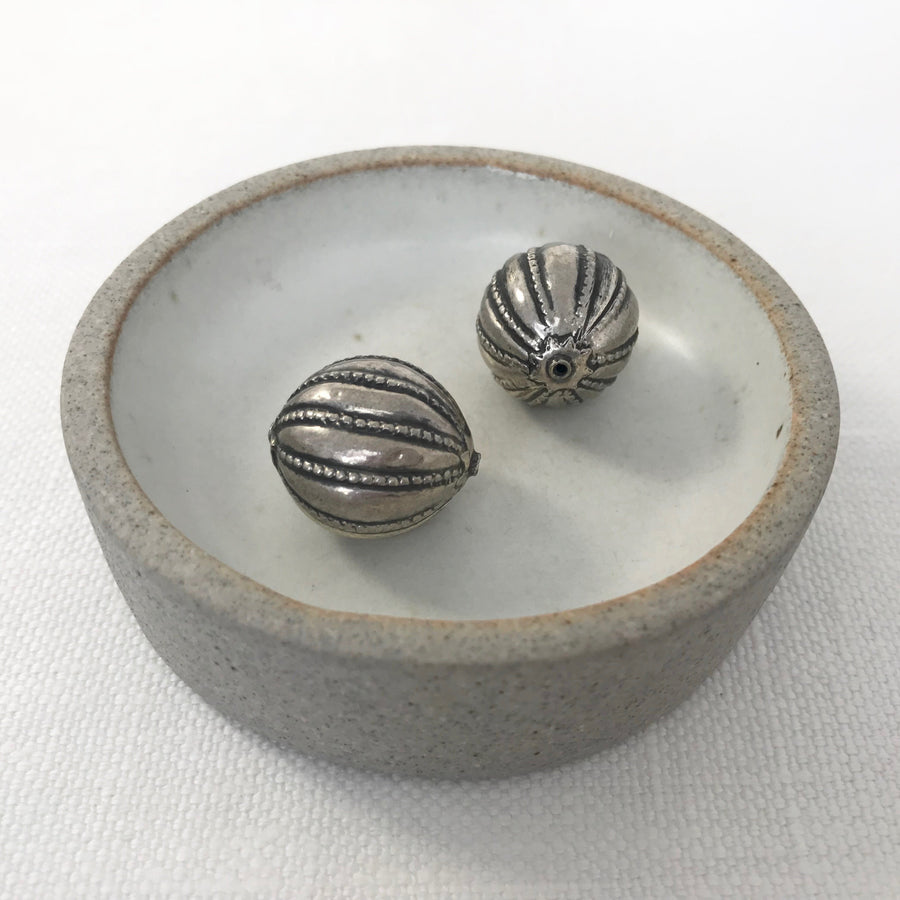 Silver Striated Oval Bead (SLS_030)
