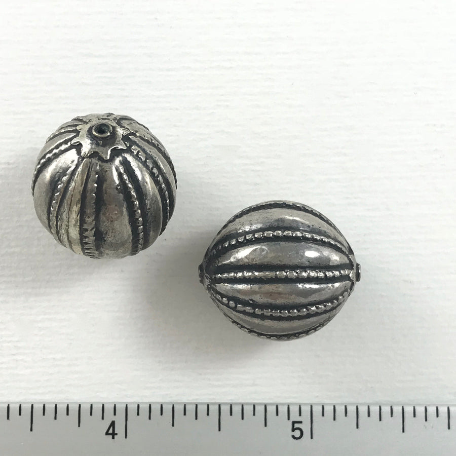 Silver Striated Oval Bead (SLS_030)