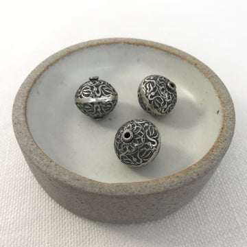 Silver Stamped Rondelle Bead (SLS_031)