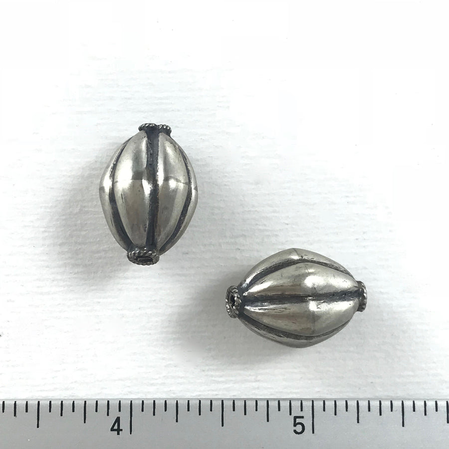 Silver Striated Oval Bead (SLS_033)