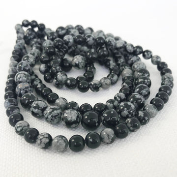 Snowflake Obsidian Round Bead Strand (SOB-G001)