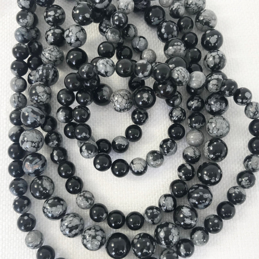 Snowflake Obsidian Round Bead Strand (SOB-G002)