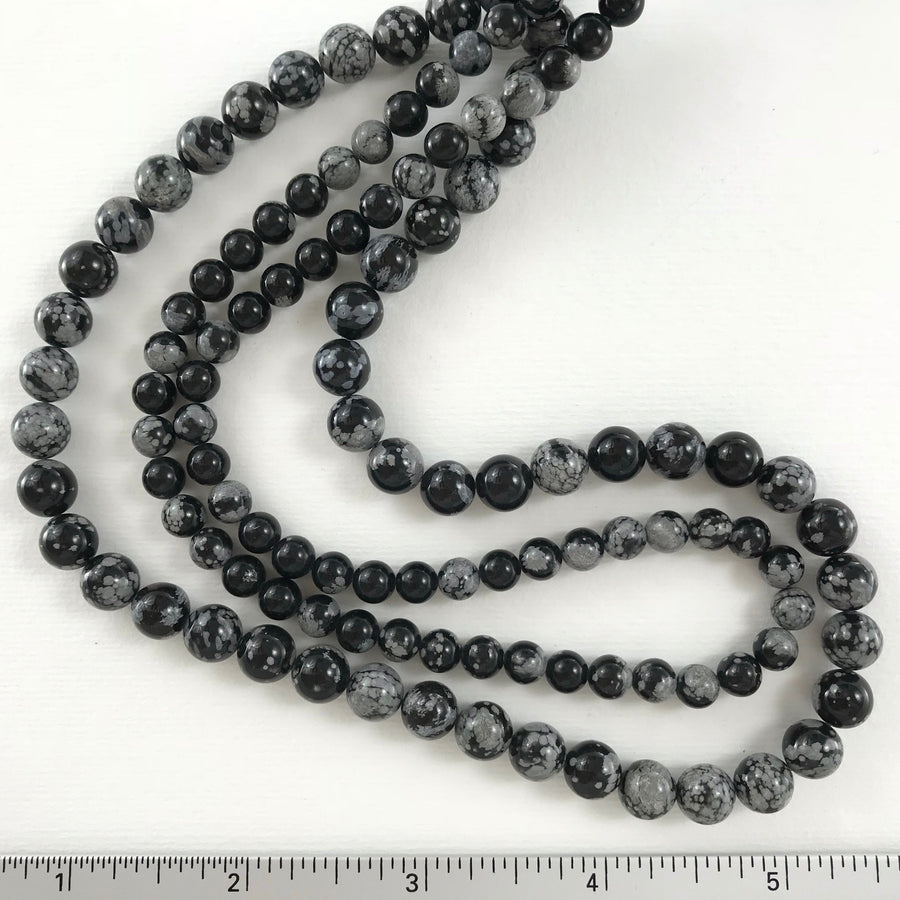 Snowflake Obsidian Round Bead Strand (SOB-G002)