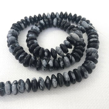 Snowflake Obsidian Rondelle Bead Strand (SOB_003)