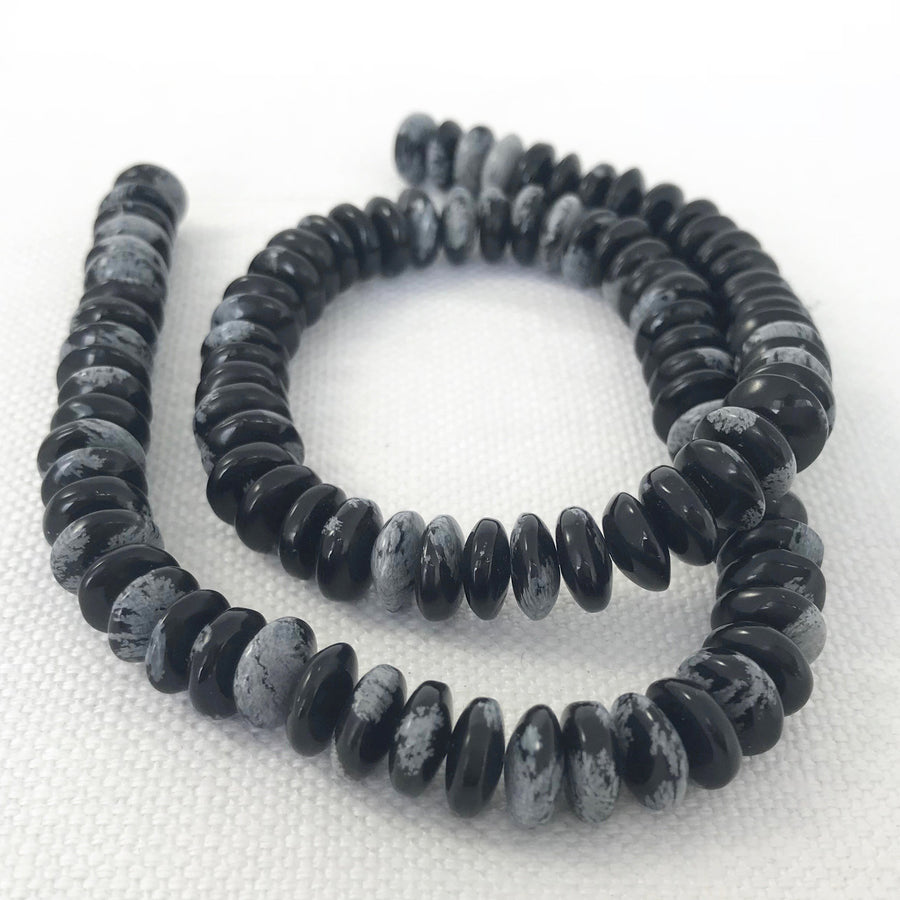 Snowflake Obsidian Rondelle Bead Strand (SOB_003)