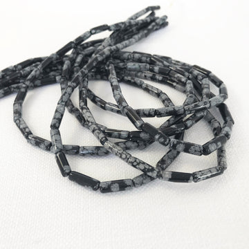 Snowflake Obsidian Tube Bead Strand (SOB_004)