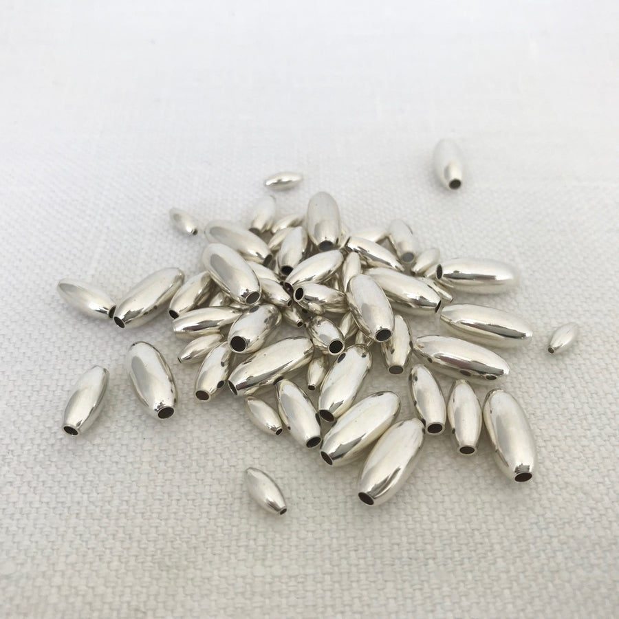 Sterling Silver Plain Oval Bead (STS-G020)