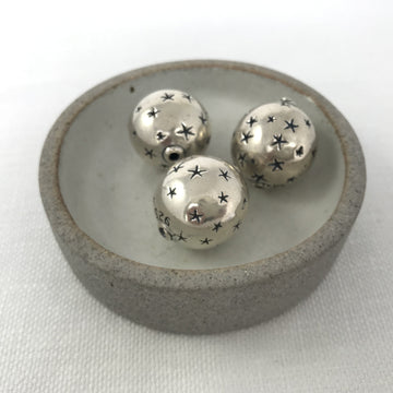 Sterling Silver Stamped Round Bead (STS_034)