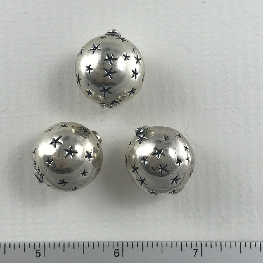 Sterling Silver Stamped Round Bead (STS_034)