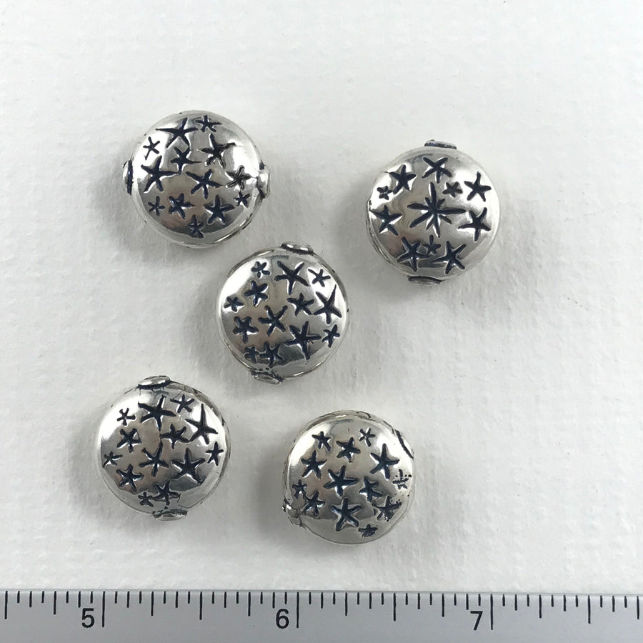 Sterling Silver Stamped Coin Bead (STS_035)