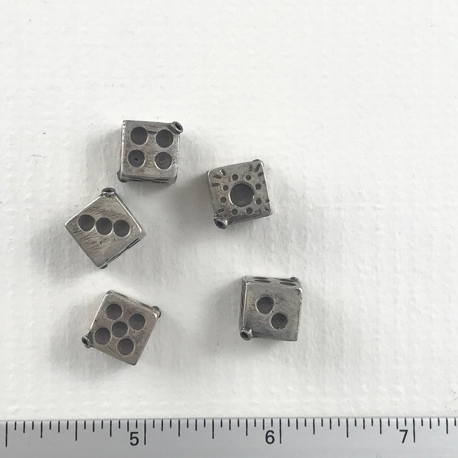 Sterling Silver Stamped Cube Bead (STS_038)