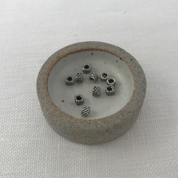 Sterling Silver Stamped Cube Bead (STS_039)