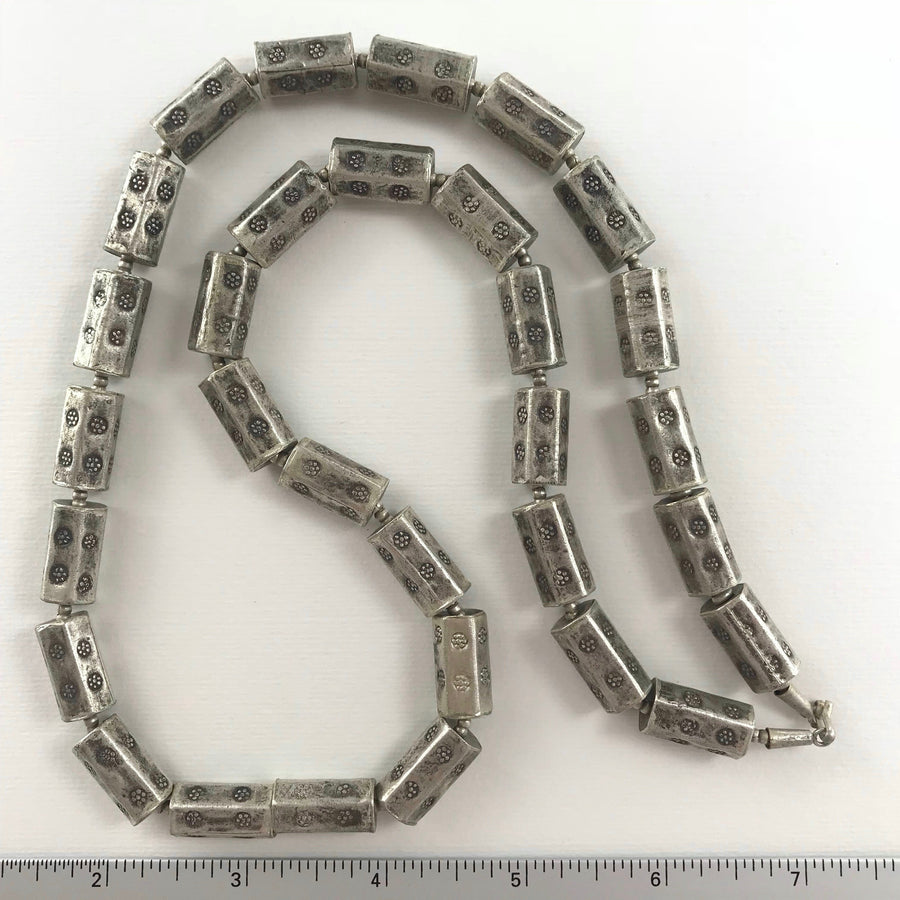 Thai Silver Stamped Tube Necklace (THS_001j)