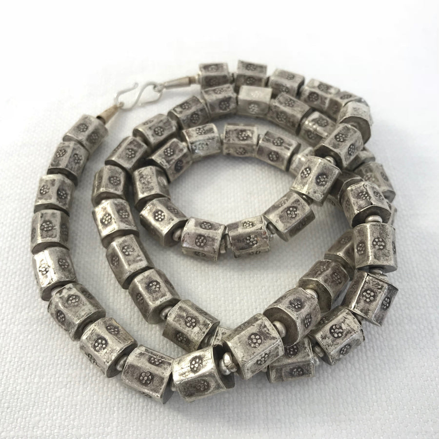 Thai Silver Stamped Tube Necklace (THS_002j)