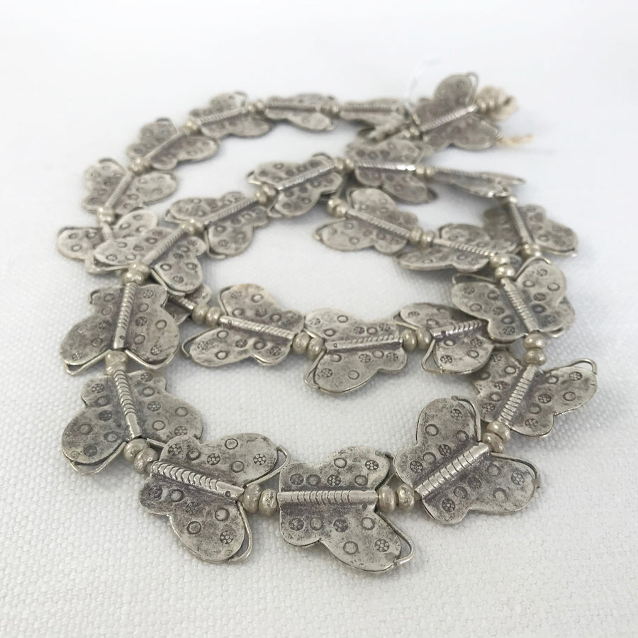 Thai Silver Stamped Unique Shapes Mixed Sizes Bead Strand (THS_019)