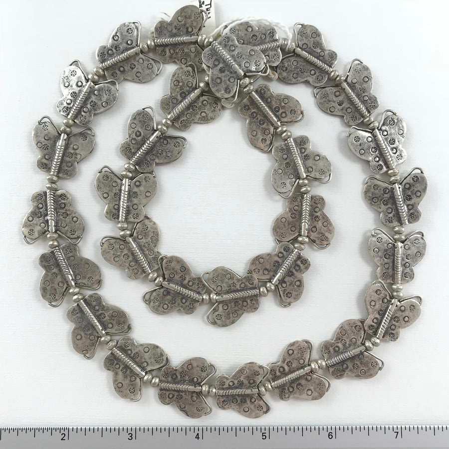 Thai Silver Stamped Unique Shapes Mixed Sizes Bead Strand (THS_019)