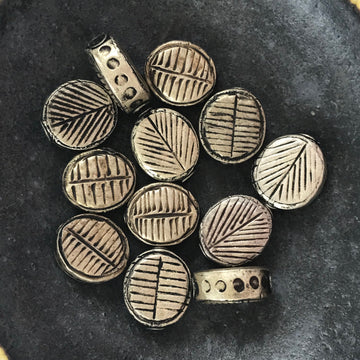 Thai Silver Hammered Flat Oval Bead (THS-G032)