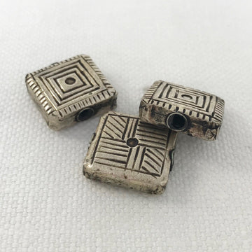 Thai Silver Hammered Square Bead (THS_035)