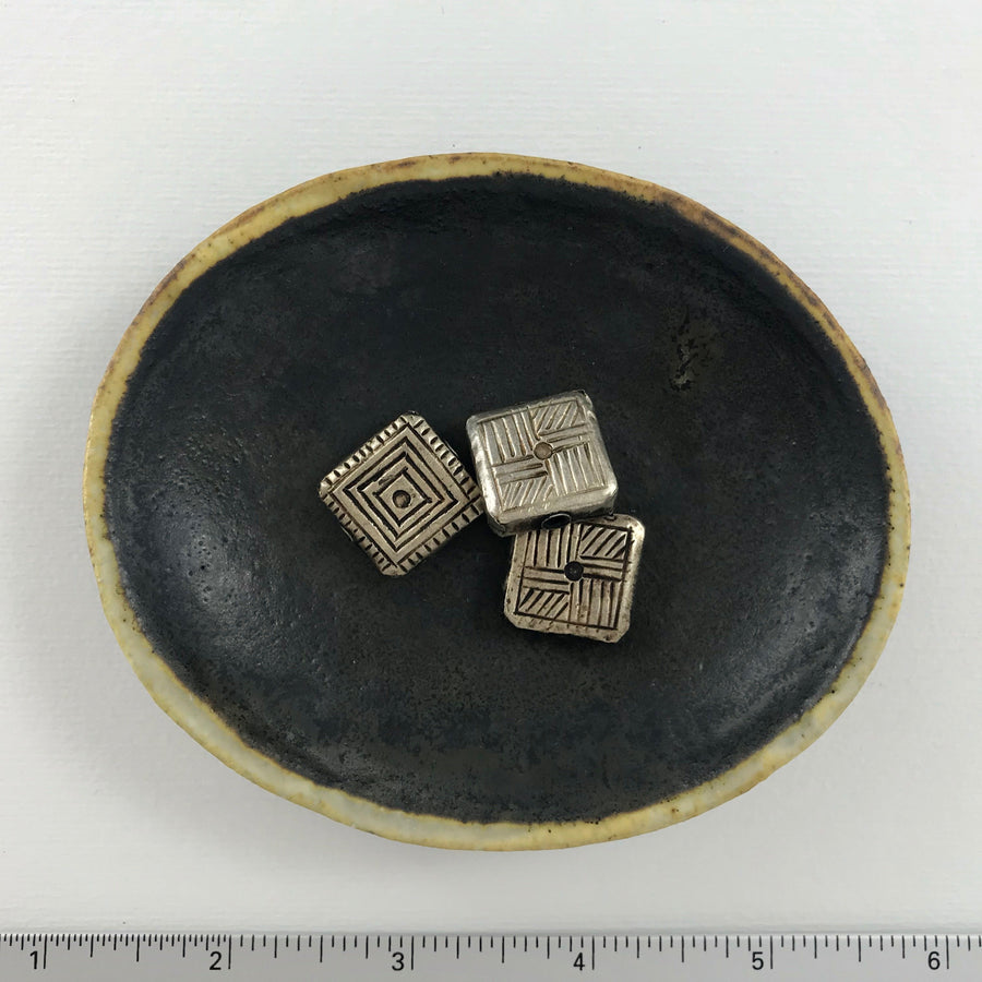 Thai Silver Hammered Square Bead (THS_035)
