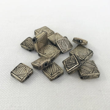 Thai Silver Stamped Square Bead (THS-G036)