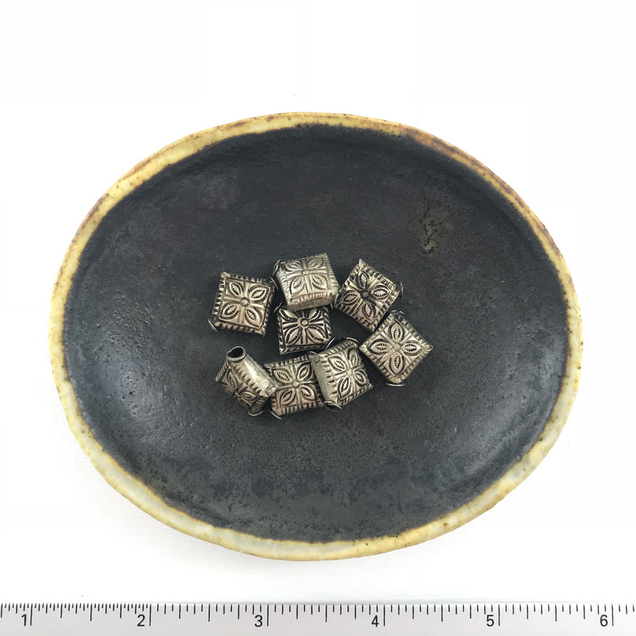 Thai Silver Hammered Square Bead (THS_039)