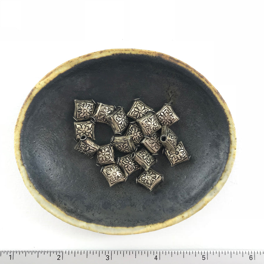 Thai Silver Hammered Square Bead (THS_040)