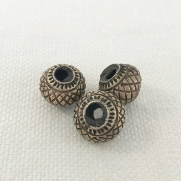 Thai Silver Hammered Rondelle Bead (THS_041)