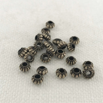 Thai Silver Hammered Rondelle Bead (THS_051)