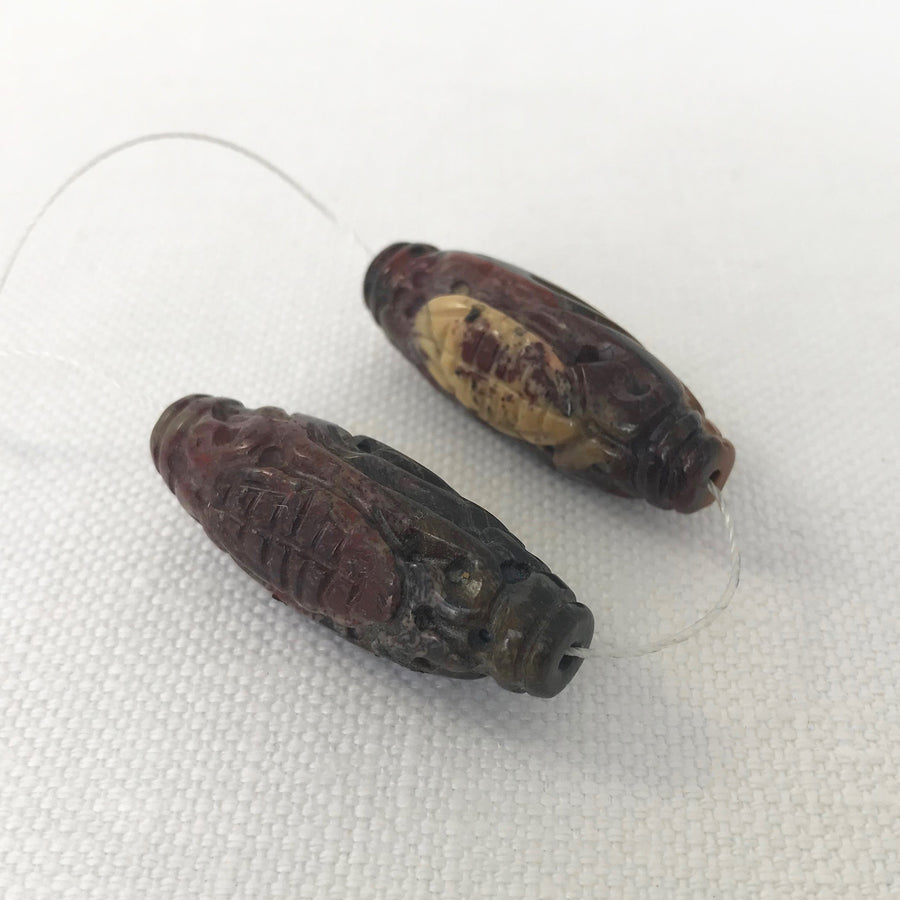 Tiger eye Carved Oval Matching Pair Bead (TIG_015)