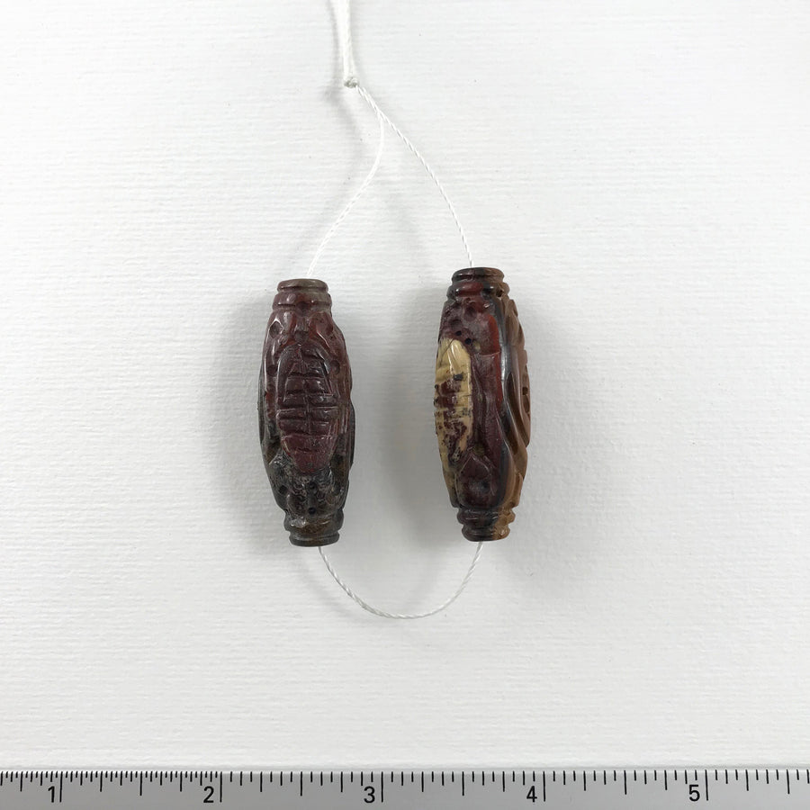 Tiger eye Carved Oval Matching Pair Bead (TIG_015)