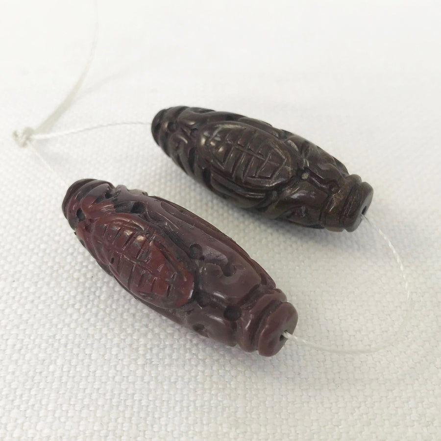 Tiger eye Carved Oval Matching Pair Bead (TIG_017)