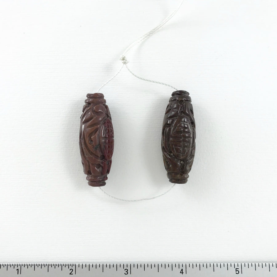 Tiger eye Carved Oval Matching Pair Bead (TIG_017)