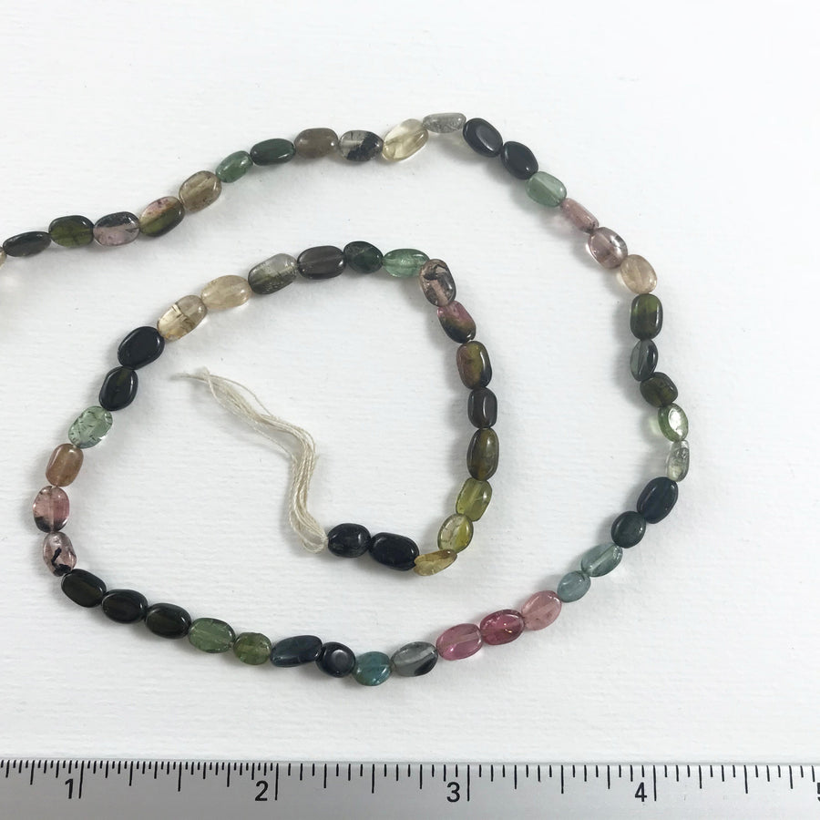 Tourmeline Flat oval Bead Strand (TOU_008)