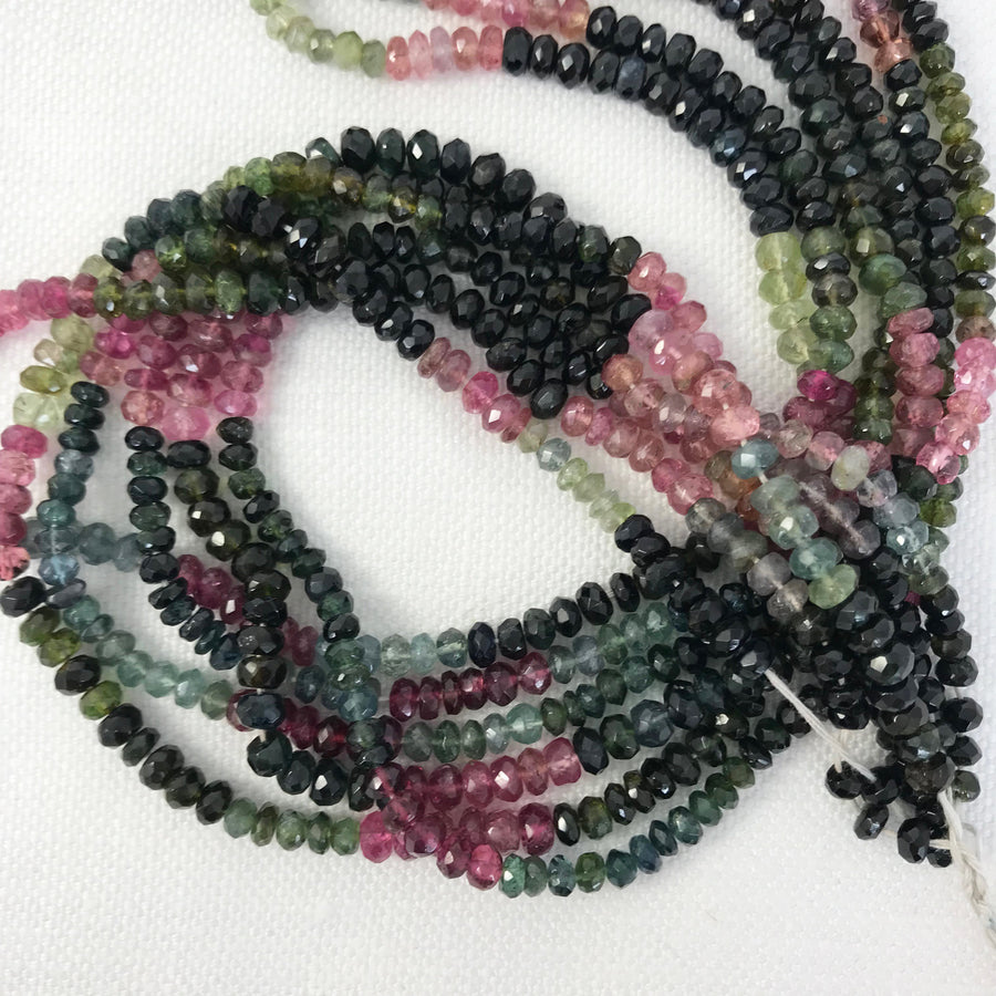 Tourmeline Faceted Rondelle Bead Strand (TOU_013)