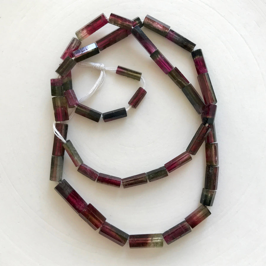 Tourmeline Faceted Tube Bead Strand (TOU_020)