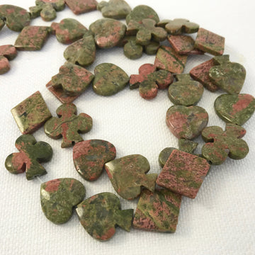 Unakite Carved Unique Shapes Bead Strand (UNA_004)