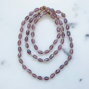 Oval Faceted Glass Necklace (VIN_013j)