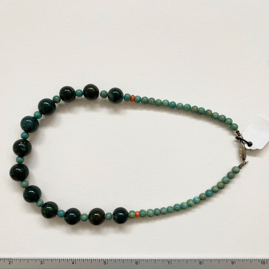 Turquoise Glass Round Bead Necklace (VIN_021j)