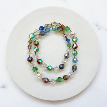 Multi-colored Faceted Glass Necklace (VIN_026j)