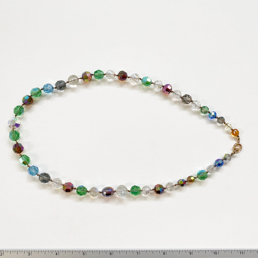 Multi-colored Faceted Glass Necklace (VIN_026j)